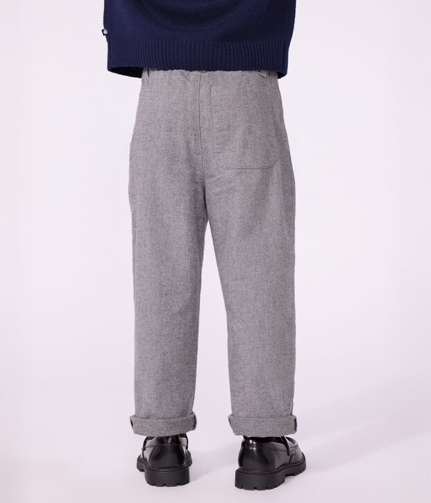 Pantaloni con pinces in flanella di cotone bambino grigio