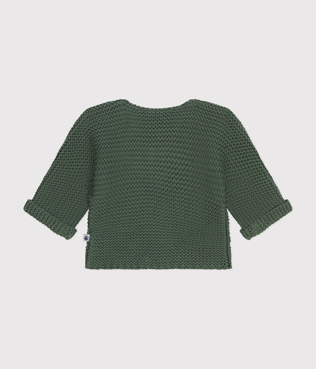 Cardigan in tricot a punto legaccio per beb&egrave; verde