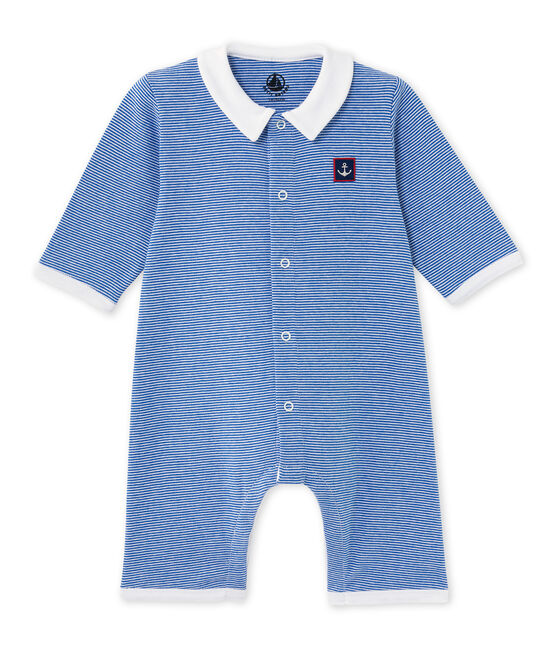 Tutina lunga per bebè millerighe blu DELFT/bianco ECUME