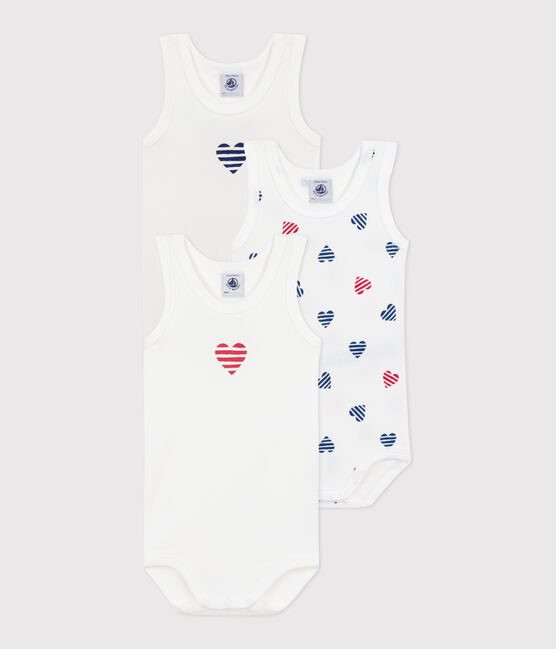 Set da 3 body senza maniche in cotone con cuori a righe neonato variante 1
