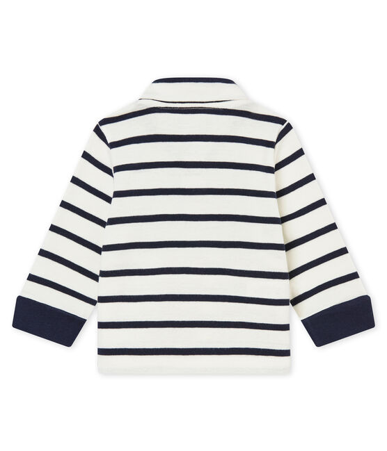 Polo rigata bebé maschio bianco MARSHMALLOW/blu SMOKING