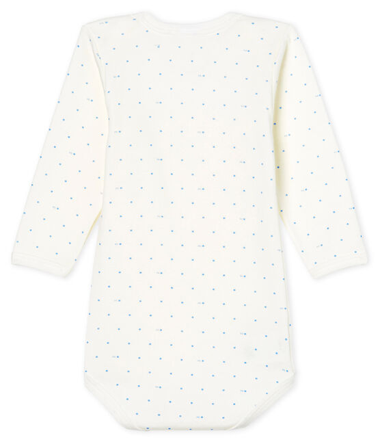 Body manica lunga bebè maschietto bianco MARSHMALLOW/blu ACIER