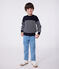 Pullover marinaro in misto lana e cotone a righe bambino blu SMOKING/bianco MARSHMALLOW