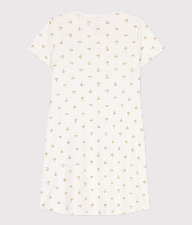 Camicia da notte bambina in cotone con palme bianco/multicolore