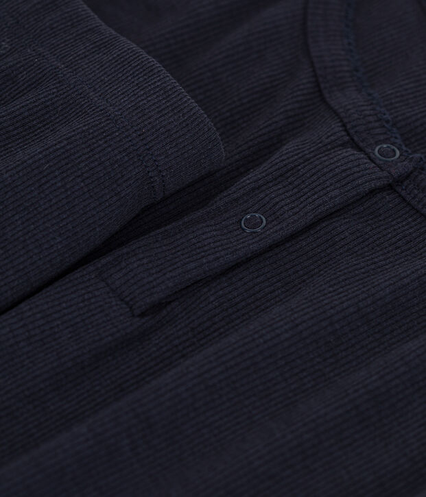 Pigiama donna corto in cotone e lyocell tinta unita con spalline blu