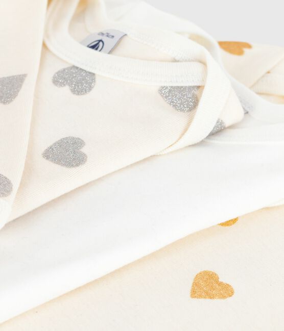 Set di body a maniche lunghe in cotone con stampa a cuori con paillettes neonato variante 1