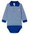 Body a polo fantasia millerighe bebè maschio blu LIMOGES/bianco MARSHMALLOW
