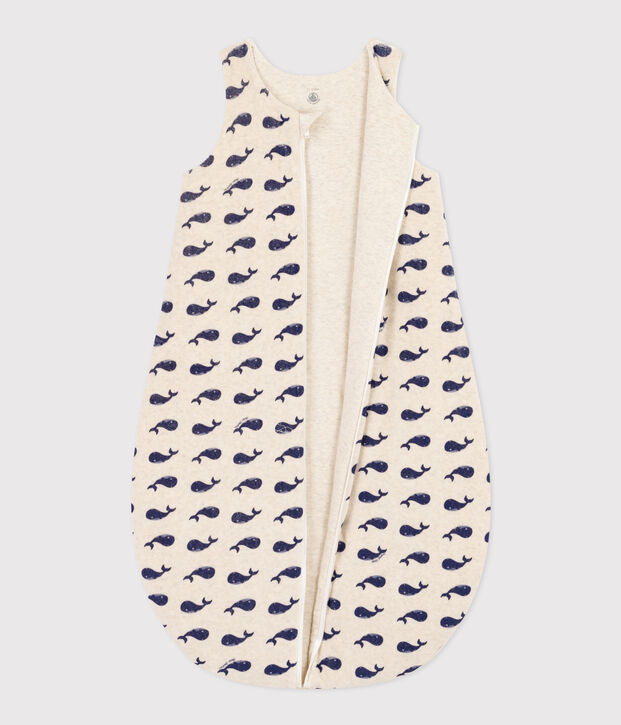 Sacco nanna neonato in ciniglia con motivo balena TOG 3 beige/blu