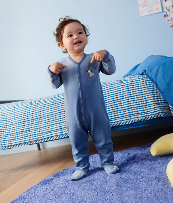 Pigiama in ciniglia neonato blu BEACH