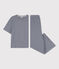 Pigiama donna in cotone millerighe blu SMOKING/bianco MARSHMALLOW