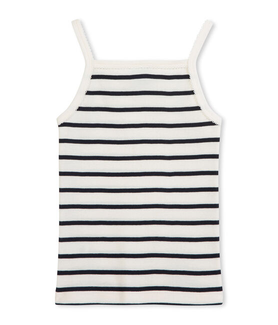 Canotta bambina beige COQUILLE/blu SMOKING