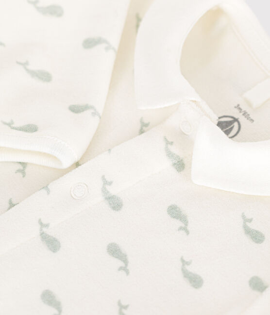 Pigiama neonato in velluto bianco MARSHMALLOW/ HERBIER