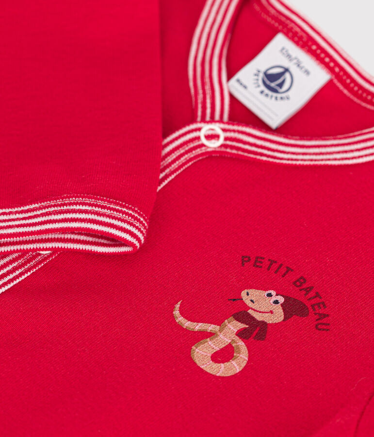 Pigiama senza piedini in cotone neonato rosso