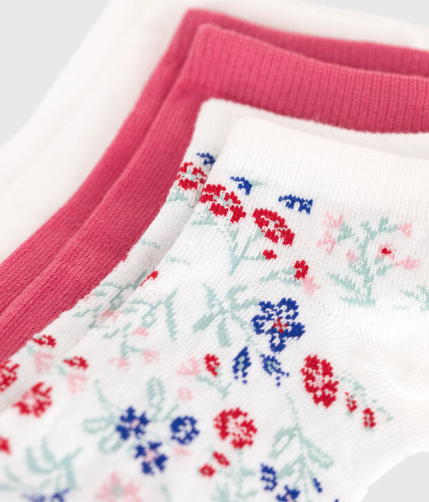 3 paia di calzini in cotone con stampa a fiori bambina multicolore