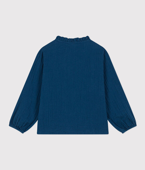 Blusa in garza di cotone bambina blu INCOGNITO