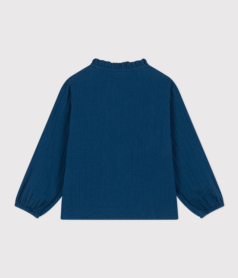 Blusa in garza di cotone bambina blu