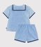 Completo neonato 2 pezzi in chambray con T-shirt con colletto alla marinara blu