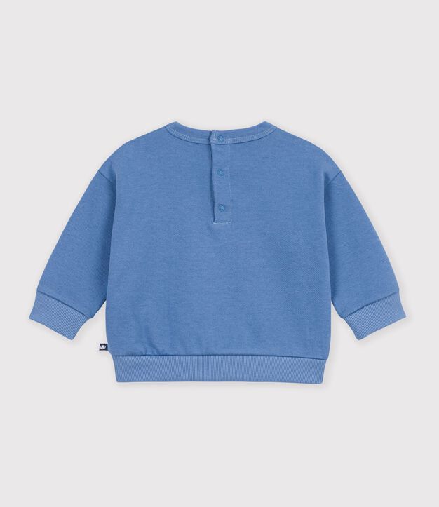 Felpa in cotone tinta unita con ricamo neonato blu