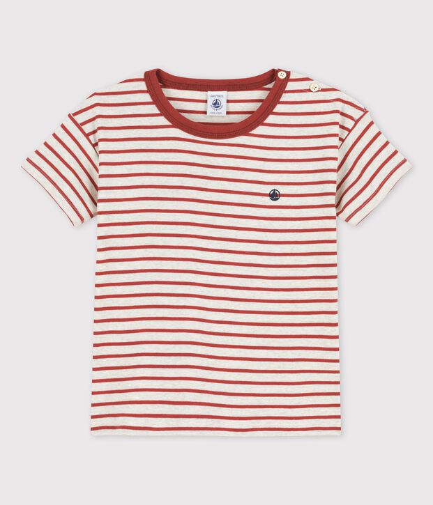 T-shirt  maniche corte in cotone bambino beige/marrone