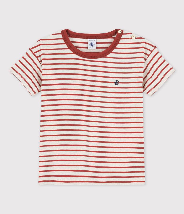 T-shirt  maniche corte in cotone bambino beige/marrone