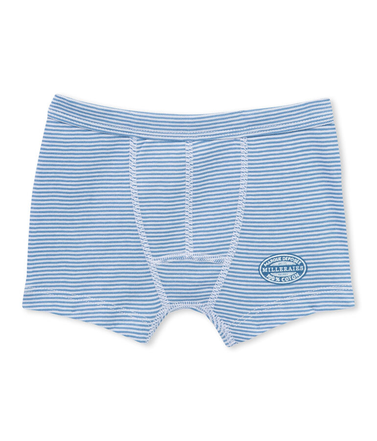 Boxer per bambino millerighe blu/bianco