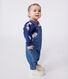 Salopette neonato in denim ed elastan a gamba lunga