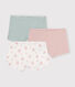 Set di 3 slip shorty a fiori in cotone bambino