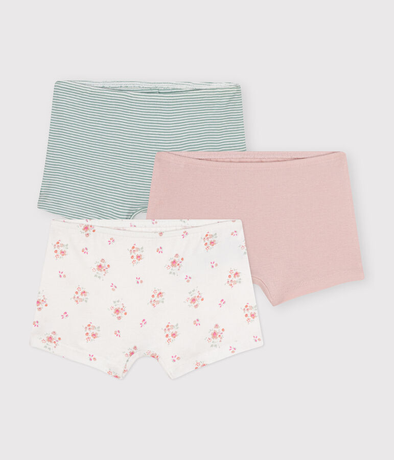 Set di 3 slip shorty a fiori in cotone bambino multicolore