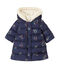 Piumino per bebé femmina stampato blu SMOKING/bianco MULTICO