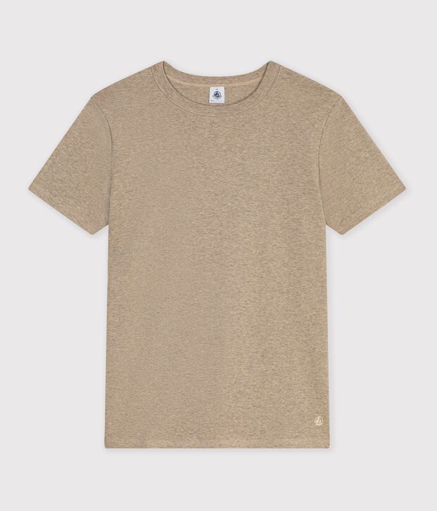 T-shirt a maniche corte in cotone tinta unita donna beige
