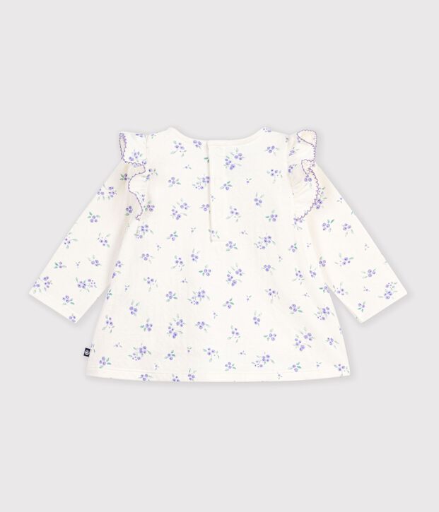 Blusa a maniche lunghe in cotone con stampa a fiori neonata ecru/multicolore