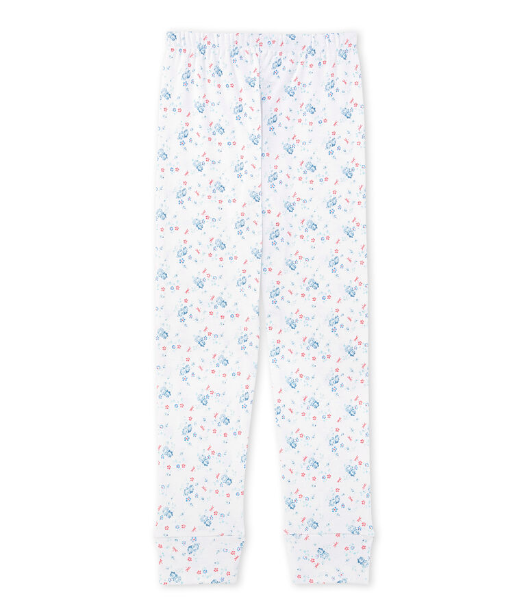 Pantaloni pigiama per bambina stampati da coordinare bianco ECUME/blu BLEU/ MULTICO