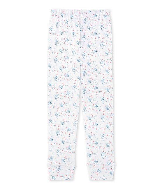 Pantaloni pigiama per bambina stampati da coordinare bianco ECUME/blu BLEU/ MULTICO