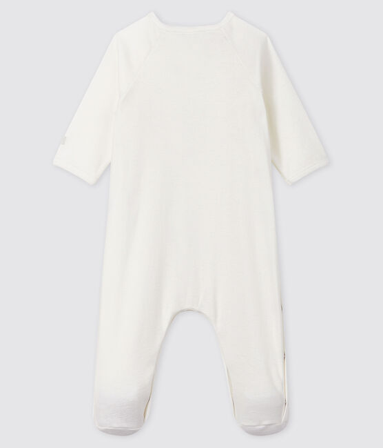 Tutina pigiama bebè bianca in cotone biologico bianco MARSHMALLOW