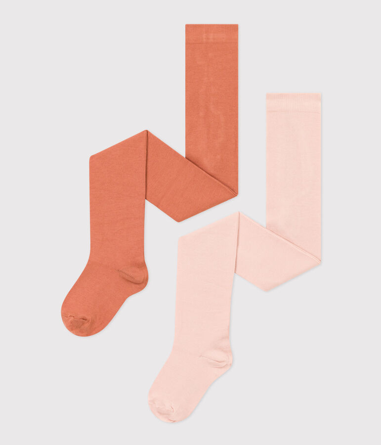 Confezione da 2 paia di collant bambina in cotone multicolore