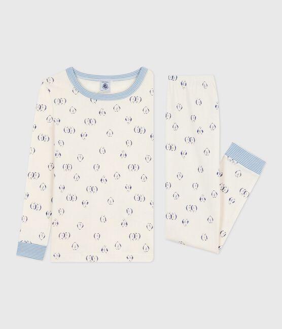 Pigiama con gamba molto aderente in cotone con stampa bambino blu MILK/ SOIR
