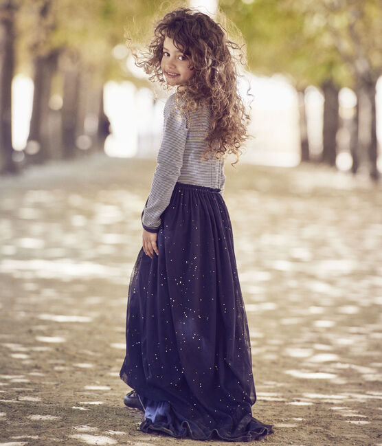 Abito bambina a maniche lunghe effetto 2-in-1 Petit bateau x Marie-Agnès Gillot blu SMOKING/beige COQUILLE
