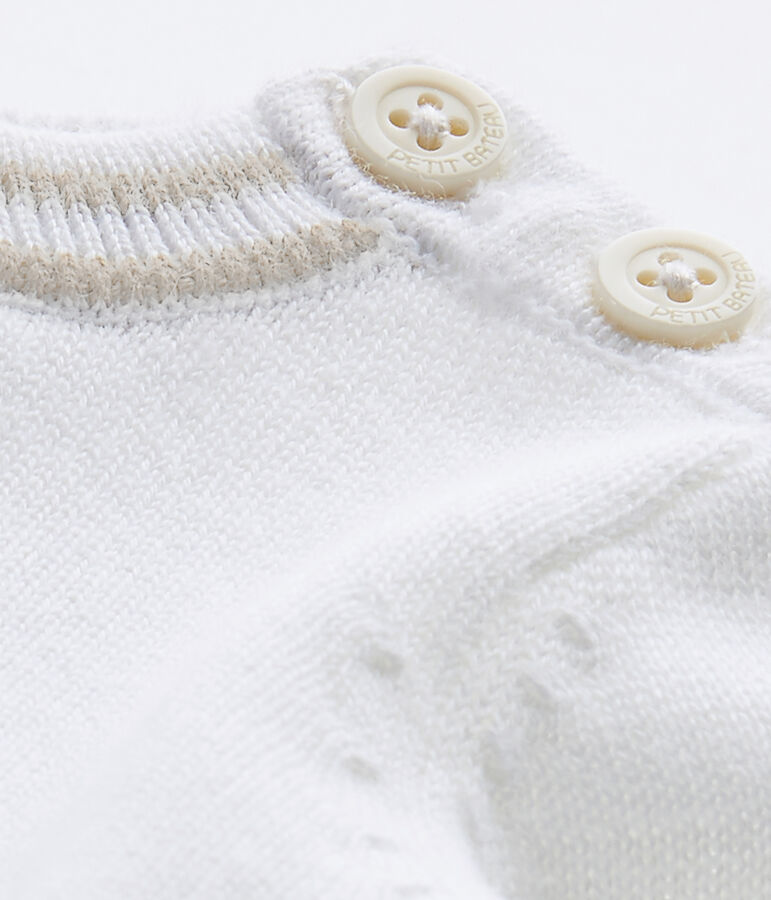 Pull beb&eacute; bambino in tricot bianco MARSHMALLOW