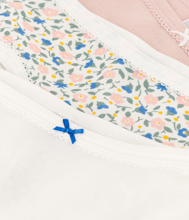Confezione da 3 slip bambina in cotone a fiori multicolore
