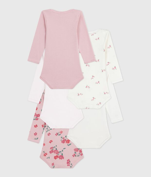 Set di body a maniche lunghe in cotone con stampa a fiori neonato multicolore