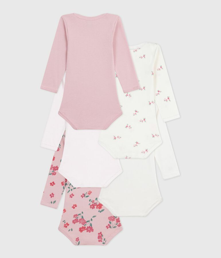 Set di body a maniche lunghe in cotone con stampa a fiori neonato multicolore