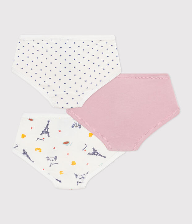 Set di slip a vita alta in cotone con stampa Parigi bambina multicolore