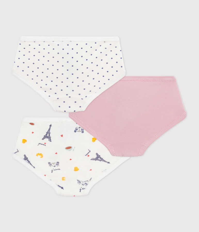 Set di slip a vita alta in cotone con stampa Parigi bambina multicolore