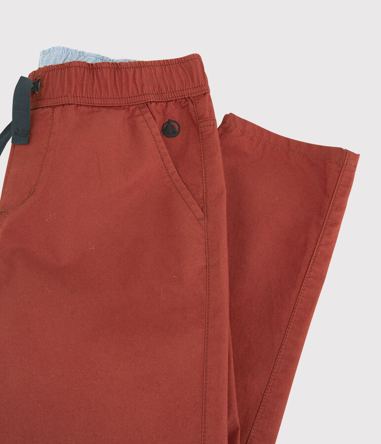 Pantaloni regular in serge di cotone ragazzo marrone