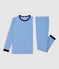 Pigiama bambino millerighe in cotone blu RUISSEAU/bianco MARSHMALLOW