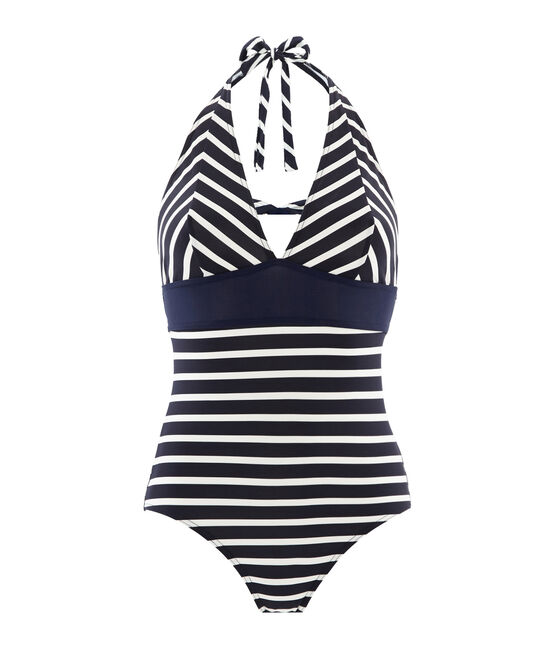 Costume intero donna blu ABYSSE/bianco MARSHMALLOW