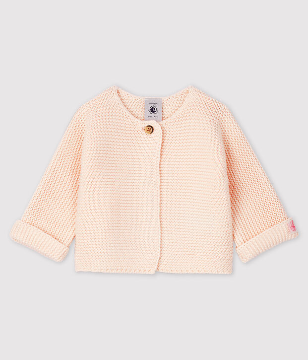 Cardigan beb&egrave; in tricot di cotone biologico rosa