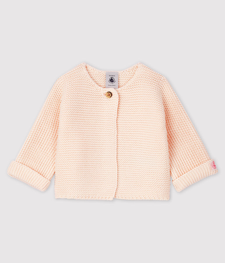 Cardigan beb&egrave; in tricot di cotone biologico rosa FLEUR