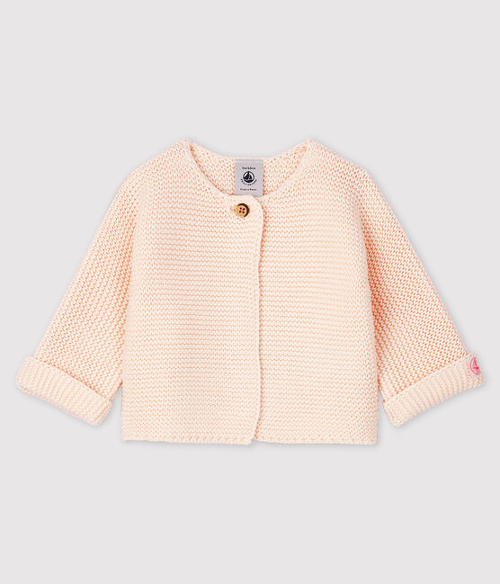 Cardigan bebè in tricot di cotone biologico rosa FLEUR