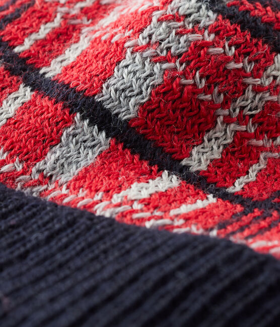 Cappellino bebè maschietto foderato in pile rosso TERKUIT/bianco MULTICO